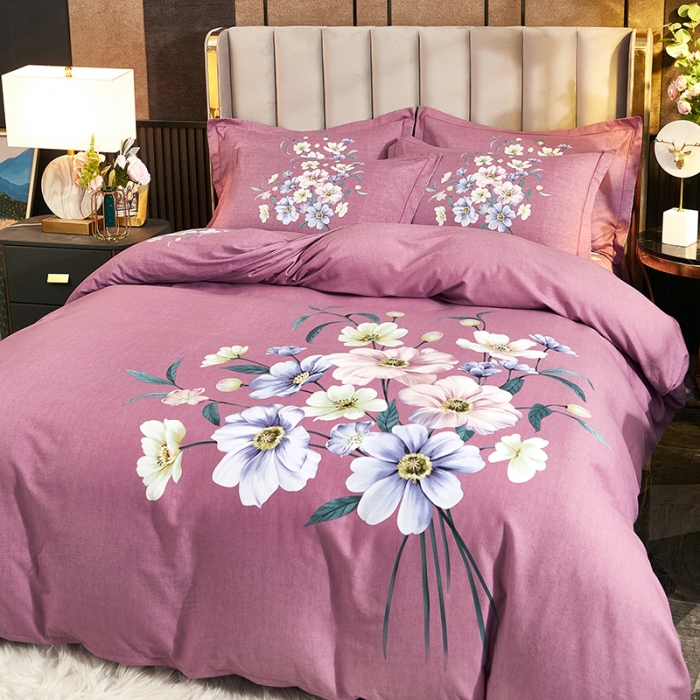 91家纺网 家纺一手货源 找家纺 雲归梦2021全棉大版生态磨毛四件套花卉花型第1批 风铃花语