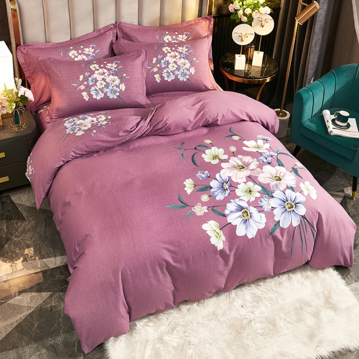 91家纺网 家纺一手货源 找家纺 雲归梦2021全棉大版生态磨毛四件套花卉花型第1批 风铃花语