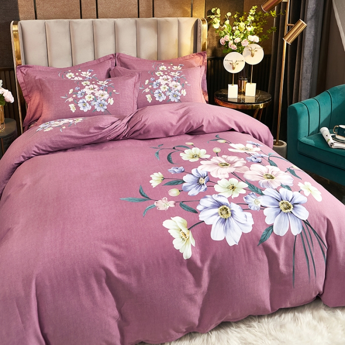 91家纺网 家纺一手货源 找家纺 雲归梦2021全棉大版生态磨毛四件套花卉花型第1批 风铃花语