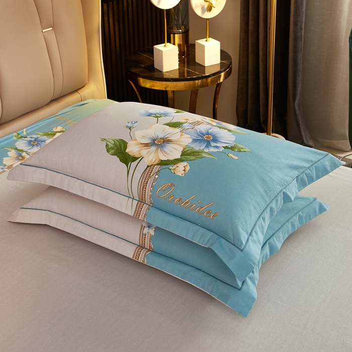 91家纺网 家纺一手货源 找家纺 雲归梦2021全棉大版生态磨毛四件套花卉花型第1批 古奈绿