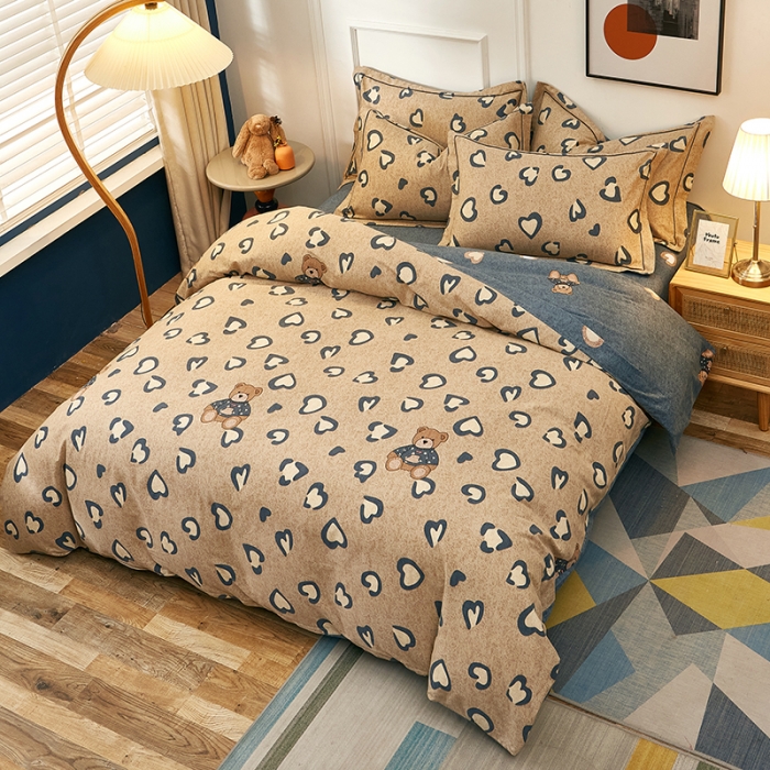 91家纺网 家纺一手货源 找家纺 雲归梦2021全棉大版生态磨毛四件套卡通花型第1批 爱心熊