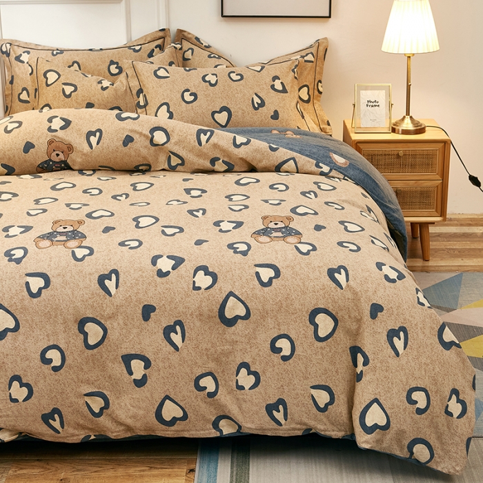 91家纺网 家纺一手货源 找家纺 雲归梦2021全棉大版生态磨毛四件套卡通花型第1批 爱心熊