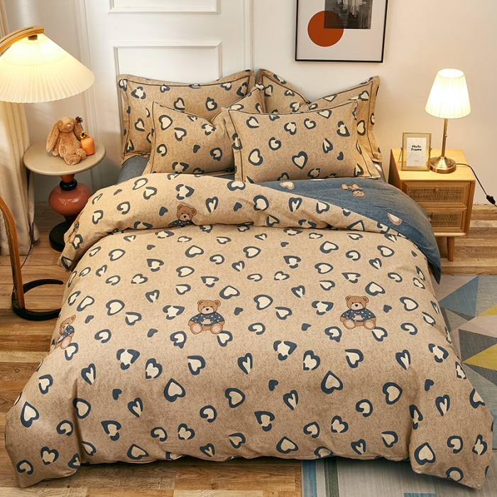 91家纺网 家纺一手货源 找家纺 雲归梦2021全棉大版生态磨毛四件套卡通花型第1批 爱心熊