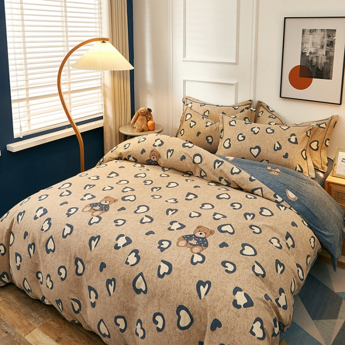 91家纺网 家纺一手货源 找家纺 雲归梦2021全棉大版生态磨毛四件套卡通花型第1批 爱心熊