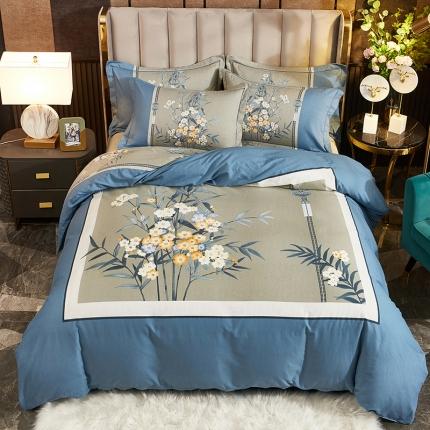 91家纺网 家纺一手货源 找家纺 雲归梦2021全棉大版生态磨毛四件套花卉花型第1批花菲芳郁兰