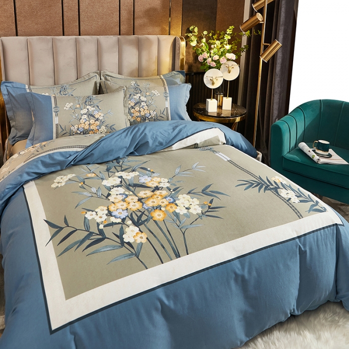 91家纺网 家纺一手货源 找家纺 雲归梦2021全棉大版生态磨毛四件套花卉花型第1批花菲芳郁兰