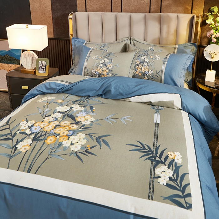 91家纺网 家纺一手货源 找家纺 雲归梦2021全棉大版生态磨毛四件套花卉花型第1批花菲芳郁兰