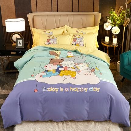 雲归梦2021全棉大版生态磨毛四件套卡通花型第1批 动物世界