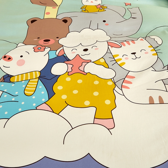 91家纺网 家纺一手货源 找家纺 雲归梦2021全棉大版生态磨毛四件套卡通花型第1批 动物世界