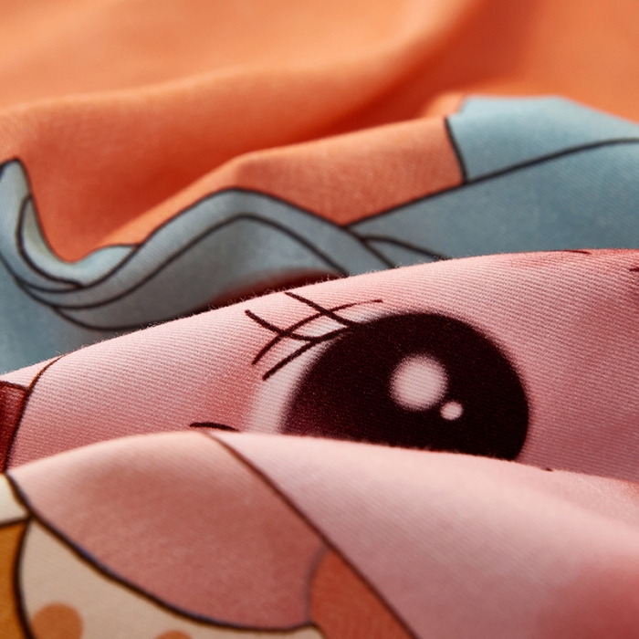 91家纺网 家纺一手货源 找家纺 雲归梦2021全棉大版生态磨毛四件套卡通花型第1批花季女孩桔