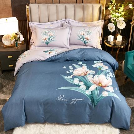 91家纺网 家纺一手货源 找家纺 雲归梦2021全棉大版生态磨毛四件套花卉花型第1批花影寻香兰