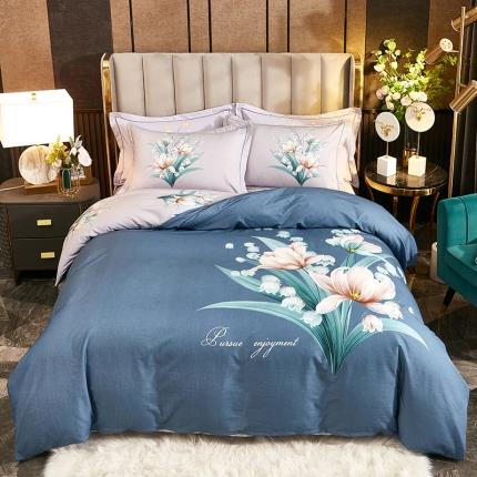 雲归梦2021全棉大版生态磨毛四件套花卉花型第1批花影寻香兰