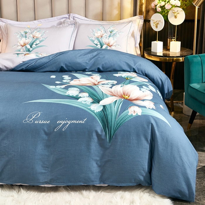 91家纺网 家纺一手货源 找家纺 雲归梦2021全棉大版生态磨毛四件套花卉花型第1批花影寻香兰