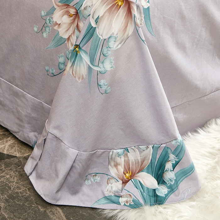 91家纺网 家纺一手货源 找家纺 雲归梦2021全棉大版生态磨毛四件套花卉花型第1批花影寻香兰