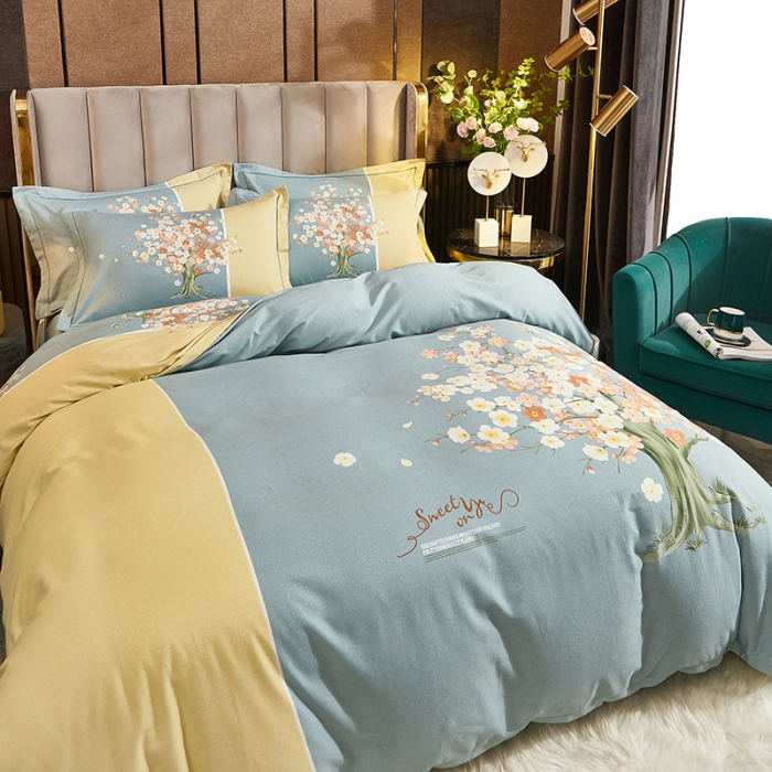 91家纺网 家纺一手货源 找家纺 雲归梦2021全棉大版生态磨毛四件套花卉花型第1批 花语妙恋