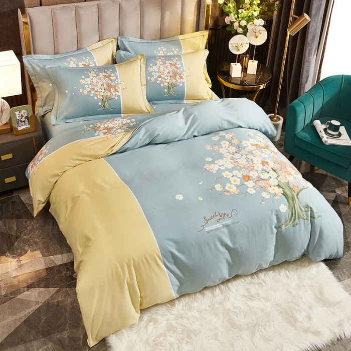 91家纺网 家纺一手货源 找家纺 雲归梦2021全棉大版生态磨毛四件套花卉花型第1批 花语妙恋