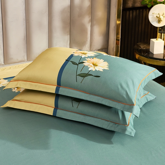 91家纺网 家纺一手货源 找家纺 雲归梦2021全棉大版生态磨毛四件套花卉花型第1批激情岁月绿