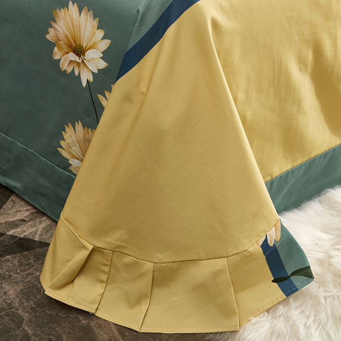 91家纺网 家纺一手货源 找家纺 雲归梦2021全棉大版生态磨毛四件套花卉花型第1批激情岁月绿