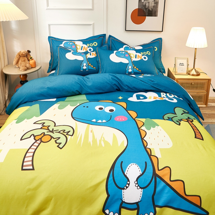 91家纺网 家纺一手货源 找家纺 雲归梦2021全棉大版生态磨毛四件套卡通花型第1批 恐龙森林