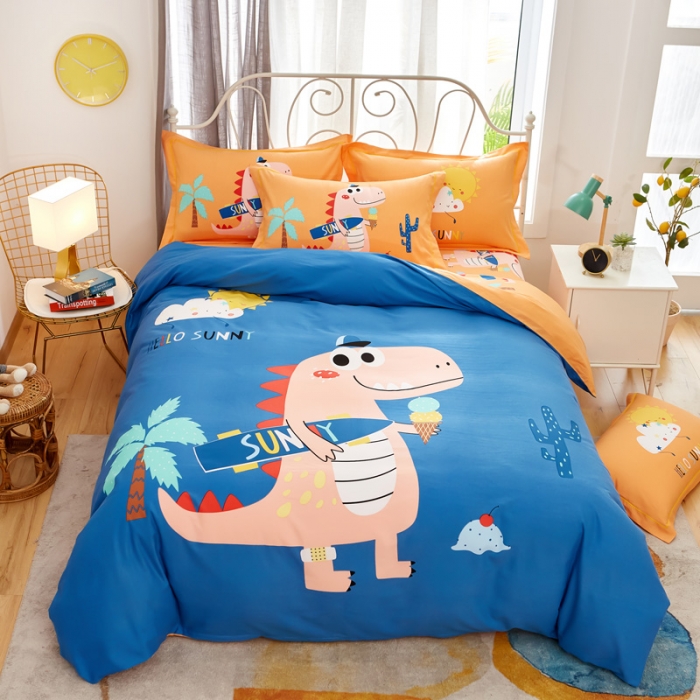 91家纺网 家纺一手货源 找家纺 雲归梦2021全棉大版生态磨毛四件套卡通花型第1批浪漫派-兰