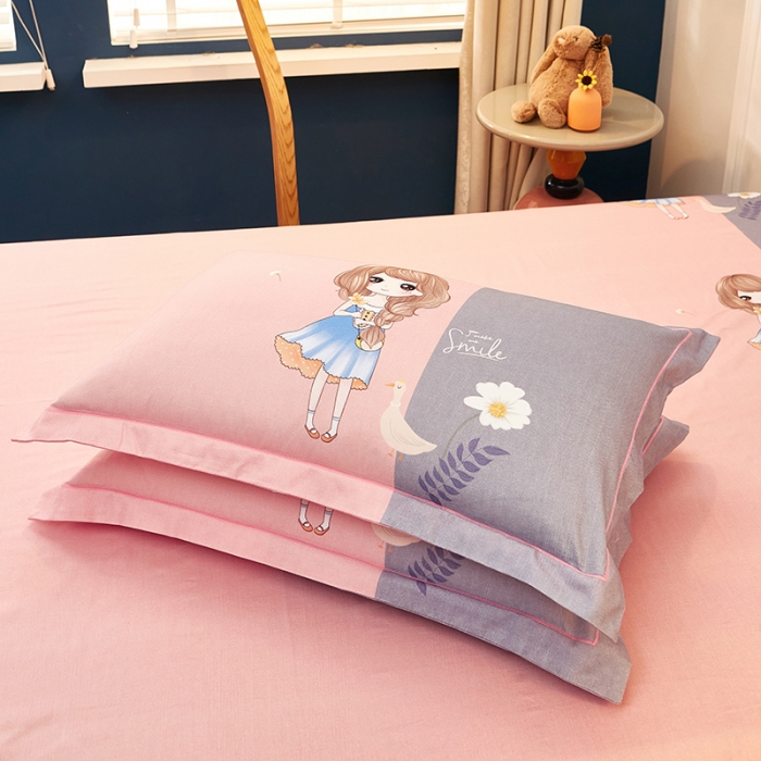 91家纺网 家纺一手货源 找家纺 雲归梦2021全棉大版生态磨毛四件套卡通花型第1批 米蕾粉