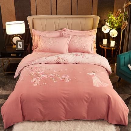 雲归梦2021全棉大版生态磨毛四件套卡通花型第1批琼林玉树粉