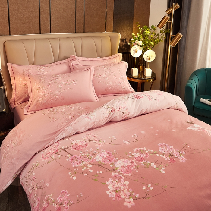 91家纺网 家纺一手货源 找家纺 雲归梦2021全棉大版生态磨毛四件套卡通花型第1批琼林玉树粉