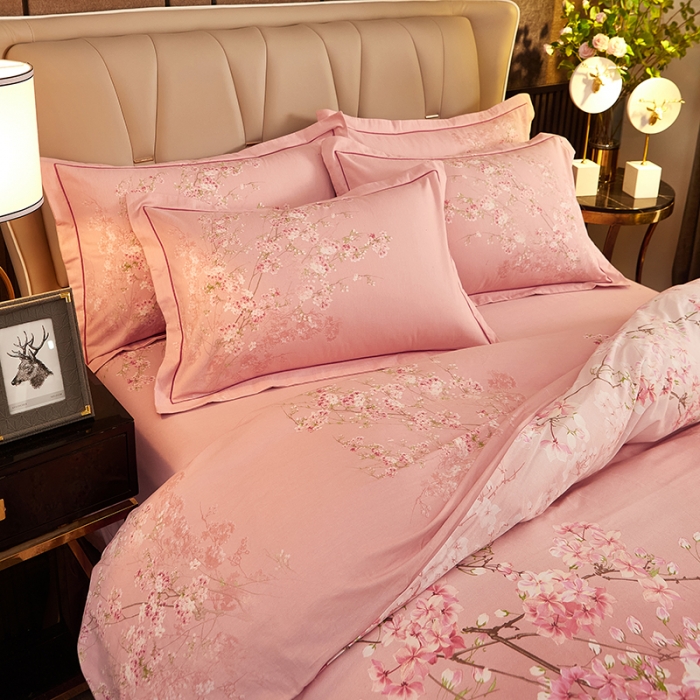 91家纺网 家纺一手货源 找家纺 雲归梦2021全棉大版生态磨毛四件套卡通花型第1批琼林玉树粉