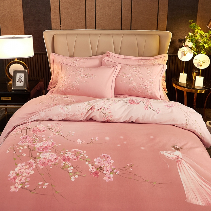 91家纺网 家纺一手货源 找家纺 雲归梦2021全棉大版生态磨毛四件套卡通花型第1批琼林玉树粉