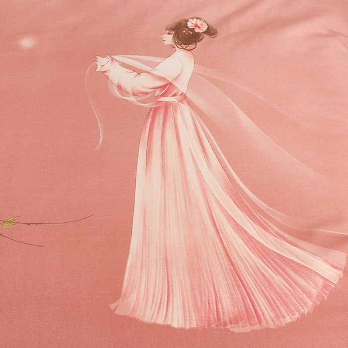 91家纺网 家纺一手货源 找家纺 雲归梦2021全棉大版生态磨毛四件套卡通花型第1批琼林玉树粉