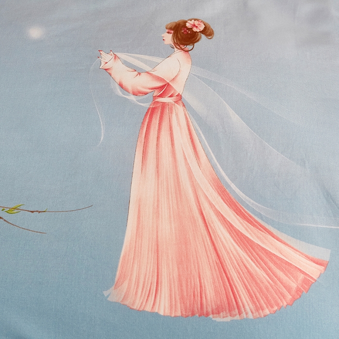 91家纺网 家纺一手货源 找家纺 雲归梦2021全棉大版生态磨毛四件套卡通花型第1批琼林玉树蓝