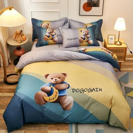 91家纺网 家纺一手货源 找家纺 雲归梦2021全棉大版生态磨毛四件套卡通花型第1批 童趣绿