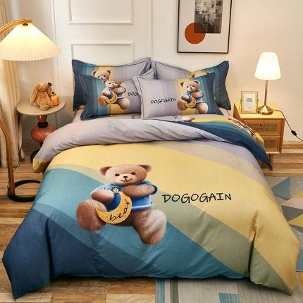 雲归梦2021全棉大版生态磨毛四件套卡通花型第1批 童趣绿