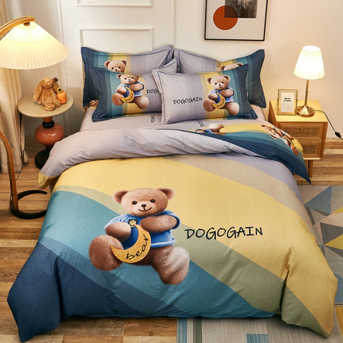 91家纺网 家纺一手货源 找家纺 雲归梦2021全棉大版生态磨毛四件套卡通花型第1批 童趣绿