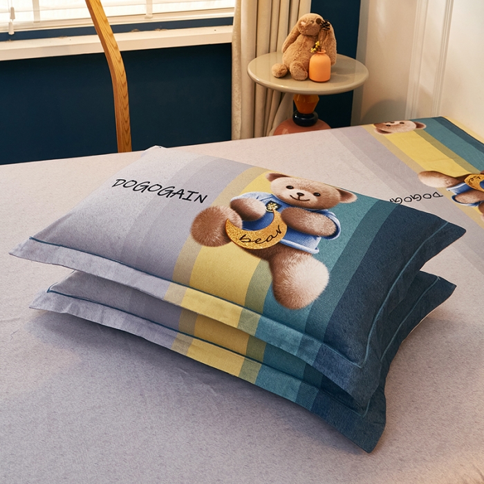 91家纺网 家纺一手货源 找家纺 雲归梦2021全棉大版生态磨毛四件套卡通花型第1批 童趣绿