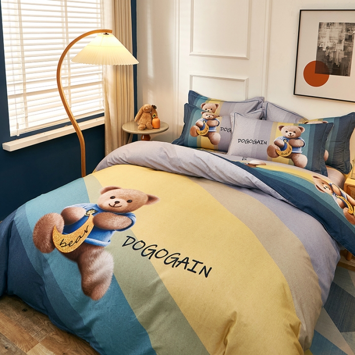 91家纺网 家纺一手货源 找家纺 雲归梦2021全棉大版生态磨毛四件套卡通花型第1批 童趣绿