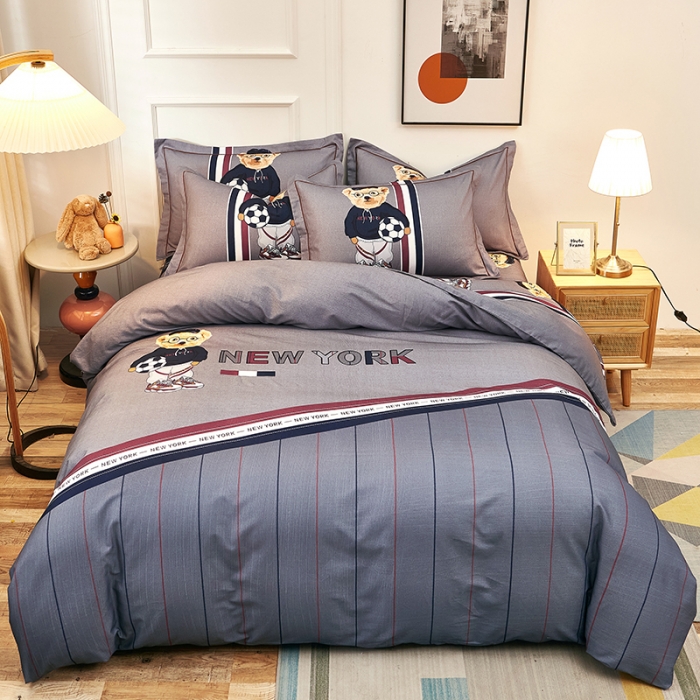 91家纺网 家纺一手货源 找家纺 雲归梦2021全棉大版生态磨毛四件套卡通花型第1批 维尼熊