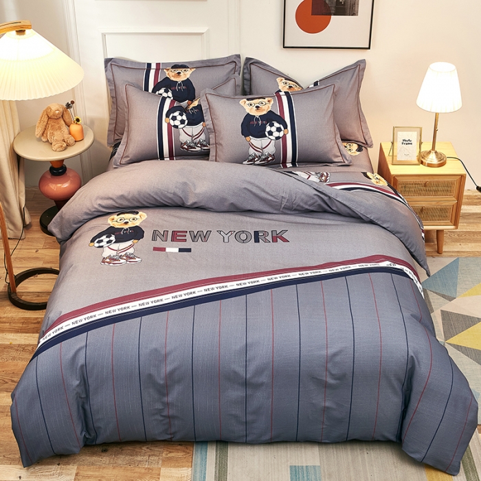 91家纺网 家纺一手货源 找家纺 雲归梦2021全棉大版生态磨毛四件套卡通花型第1批 维尼熊