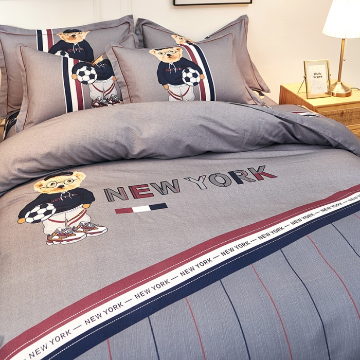 91家纺网 家纺一手货源 找家纺 雲归梦2021全棉大版生态磨毛四件套卡通花型第1批 维尼熊