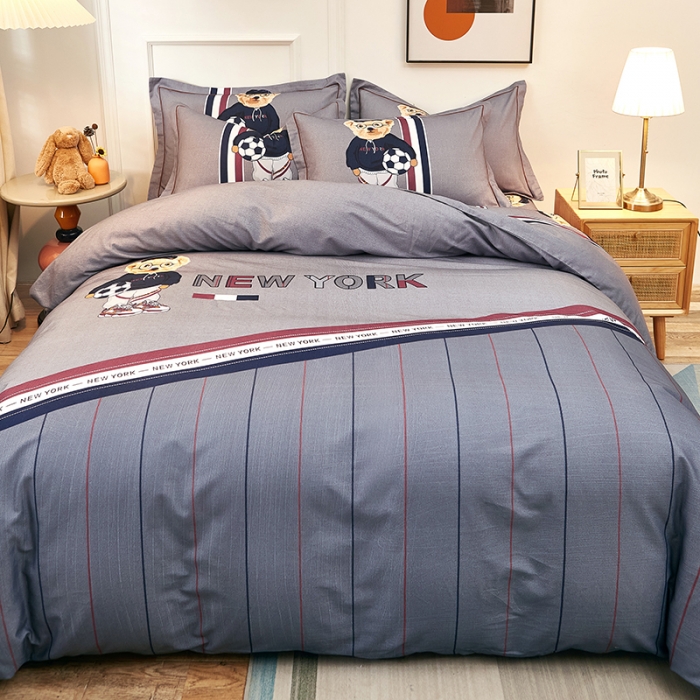 91家纺网 家纺一手货源 找家纺 雲归梦2021全棉大版生态磨毛四件套卡通花型第1批 维尼熊