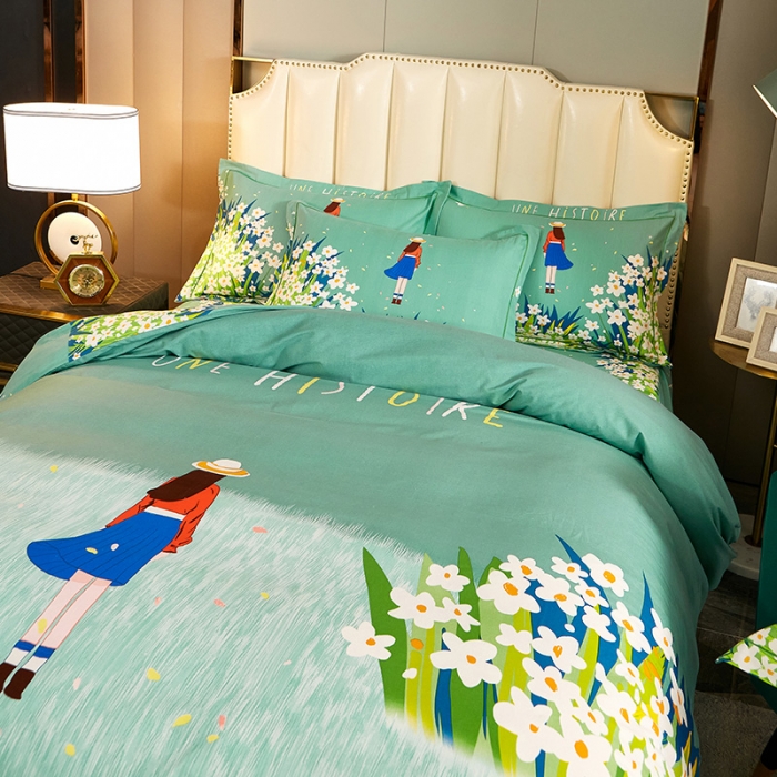 91家纺网 家纺一手货源 找家纺 雲归梦2021全棉大版生态磨毛四件套卡通花型第1批 小确幸