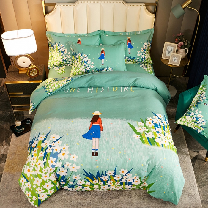 91家纺网 家纺一手货源 找家纺 雲归梦2021全棉大版生态磨毛四件套卡通花型第1批 小确幸