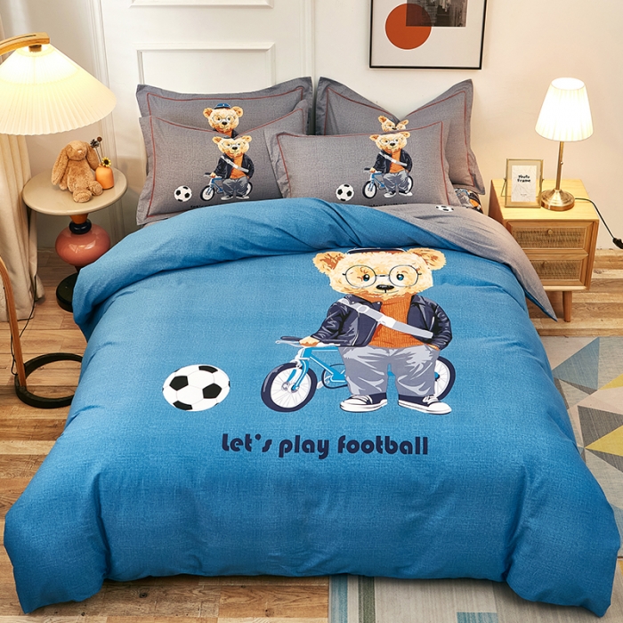 91家纺网 家纺一手货源 找家纺 雲归梦2021全棉大版生态磨毛四件套卡通花型第1批 足球小子