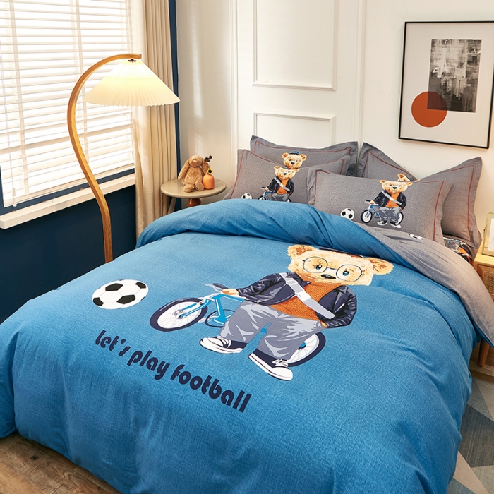 91家纺网 家纺一手货源 找家纺 雲归梦2021全棉大版生态磨毛四件套卡通花型第1批 足球小子