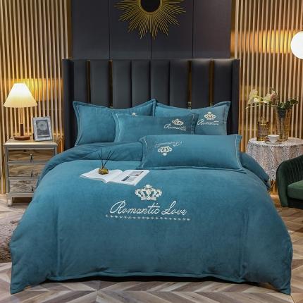 91家纺网 家纺一手货源 找家纺 总逸林家纺《原希尔顿逸林》 加厚牛奶绒刺绣款宝宝婴儿绒保暖四件套