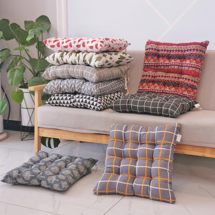 91家纺网 家纺一手货源 找家纺 方款绑带仿棉麻坐垫磨毛椅子垫办公椅垫学生垫餐椅榻榻米垫子