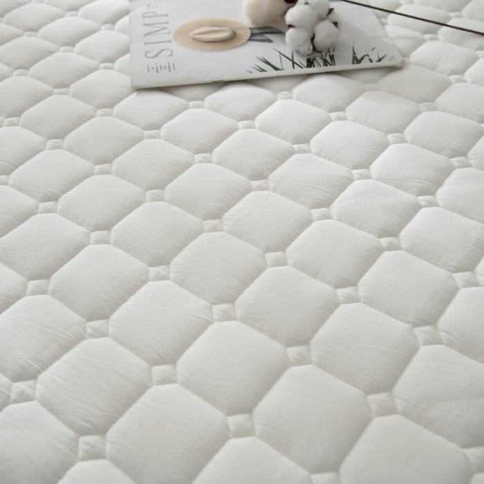 91家纺网 家纺一手货源 找家纺 卡伦家纺 2025新款全棉色织水洗棉床笠 白色