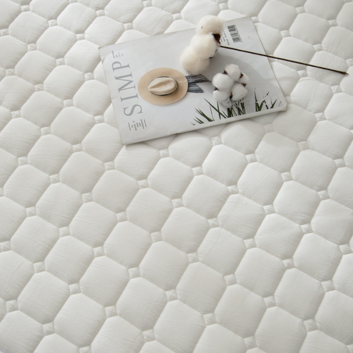 91家纺网 家纺一手货源 找家纺 卡伦家纺 2025新款全棉色织水洗棉床笠 白色