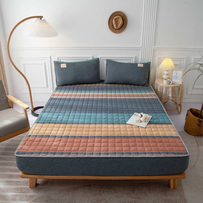 91家纺网 家纺一手货源 找家纺 卡伦家纺 2025新款全棉色织水洗棉床笠 斯诺克