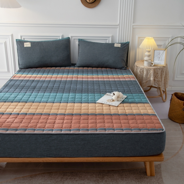 91家纺网 家纺一手货源 找家纺 卡伦家纺 2025新款全棉色织水洗棉床笠 斯诺克